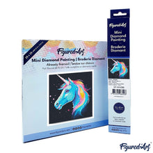 Laden Sie das Bild in den Galerie-Viewer, Mini Diamond Painting 25 x 25 cm - Neon-Einhorn