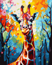 Laden Sie das Bild in den Galerie-Viewer, Malen nach Zahlen Figured'Art – Giraffe Farbenfroh Abstrakt