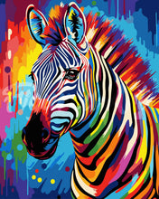 Laden Sie das Bild in den Galerie-Viewer, Malen nach Zahlen Figured'Art – Zebra Farbenfroh Abstrakt