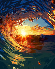 Laden Sie das Bild in den Galerie-Viewer, Malen nach Zahlen Figured'Art – Welle und Sonnenuntergang