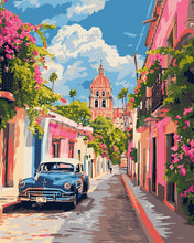 Laden Sie das Bild in den Galerie-Viewer, Malen nach Zahlen Figured'Art – Oldtimer Auto in Mexiko City