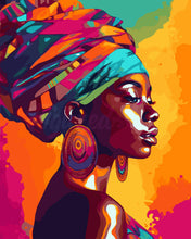 Laden Sie das Bild in den Galerie-Viewer, Malen nach Zahlen Figured'Art – Lebhafte Afrikanische Dame