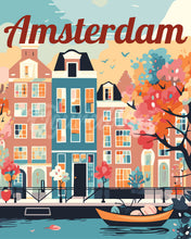 Laden Sie das Bild in den Galerie-Viewer, Malen nach Zahlen Figured'Art – Reiseposter Amsterdam in voller Blüte