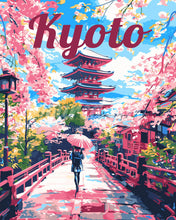 Laden Sie das Bild in den Galerie-Viewer, Malen nach Zahlen Figured'Art – Reiseposter Kyoto in voller Blüte