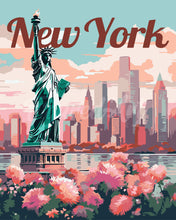 Laden Sie das Bild in den Galerie-Viewer, Malen nach Zahlen Figured'Art – Reiseposter New York in voller Blüte
