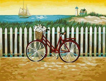 Laden Sie das Bild in den Galerie-Viewer, Malen nach Zahlen für Erwachsene | Fahrrad in der Nähe des Meeres | Figured'Art