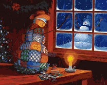 Laden Sie das Bild in den Galerie-Viewer, Malen nach Zahlen für Erwachsene | Schneemann am Fenster | Figured'Art