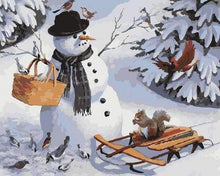 Laden Sie das Bild in den Galerie-Viewer, Malen nach Zahlen für Erwachsene | Schneemann und Eichhörnchen | Figured'Art