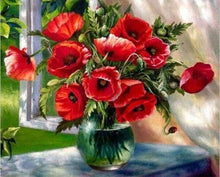 Laden Sie das Bild in den Galerie-Viewer, Malen nach Zahlen für Erwachsene | Roter Blumenstrauß | Figured'Art