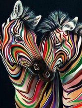 Laden Sie das Bild in den Galerie-Viewer, Diamond Painting – Buntes Zebrapaar – 40 x 50 cm auf Keilrahmen gespannt | Figured'Art