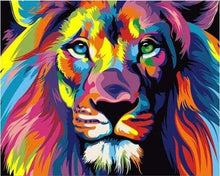 Laden Sie das Bild in den Galerie-Viewer, Diamond Painting – Pop Art Löwe – 40 x 50 cm auf Keilrahmen gespannt | Figured'Art
