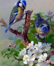 Laden Sie das Bild in den Galerie-Viewer, Diamond Painting – Blaumeise auf Ast – 40 x 50 cm auf Keilrahmen gespannt | Figured'Art