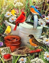 Laden Sie das Bild in den Galerie-Viewer, Diamond Painting – Vögel im Garten – 40 x 50 cm auf Keilrahmen gespannt | Figured'Art