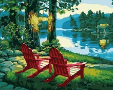 Laden Sie das Bild in den Galerie-Viewer, Malen nach Zahlen für Erwachsene | Liegestühle am See | Figured'Art