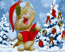 Laden Sie das Bild in den Galerie-Viewer, Malen nach Zahlen Erwachsene Weihnachtskatze Figured'Art