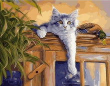 Laden Sie das Bild in den Galerie-Viewer, Malen nach Zahlen für Erwachsene | Liegende Katze mit Ente | Figured'Art