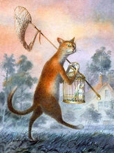 Laden Sie das Bild in den Galerie-Viewer, Malen nach Zahlen für Erwachsene | Katze und Vogel in einem Käfig | Figured'Art