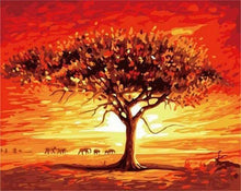 Laden Sie das Bild in den Galerie-Viewer, Malen nach Zahlen für Erwachsene | Sonnenuntergang und Elefanten | Figured'Art
