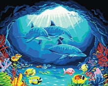 Laden Sie das Bild in den Galerie-Viewer, Malen nach Zahlen für Erwachsene | Delfine in der Höhle | Figured'Art