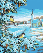 Laden Sie das Bild in den Galerie-Viewer, Malen nach Zahlen für Erwachsene | Zwei Vögel im Schnee | Figured'Art
