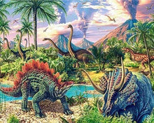 Laden Sie das Bild in den Galerie-Viewer, Diamond Painting, Dinosaurier und Landschaft