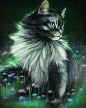 Laden Sie das Bild in den Galerie-Viewer, Diamond Painting, Schöne Katze in den Blumen