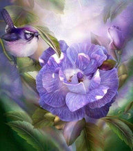 Laden Sie das Bild in den Galerie-Viewer, Diamond Painting, Lila Blumen und Vogel