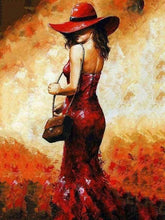 Laden Sie das Bild in den Galerie-Viewer, Malen nach Zahlen Erwachsene Frau im roten Kleid Figured'Art