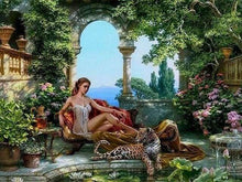 Laden Sie das Bild in den Galerie-Viewer, Malen nach Zahlen für Erwachsene | Liegende Frau und Leopard | Figured'Art