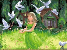 Laden Sie das Bild in den Galerie-Viewer, Malen nach Zahlen für Erwachsene | Kleines Mädchen mit Vogelfutter | Figured'Art