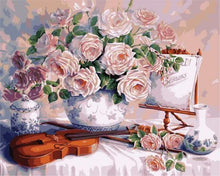 Laden Sie das Bild in den Galerie-Viewer, Malen nach Zahlen für Erwachsene | Blumen und Violine | Figured'Art