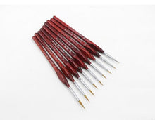 Laden Sie das Bild in den Galerie-Viewer, accessoires | Kit de 9 pinceaux multi-tailles en bois rouge | autre | Figured’Art