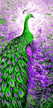Laden Sie das Bild in den Galerie-Viewer, Malen nach Zahlen für Erwachsene | Pfau in lila und grün | Figured'Art