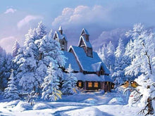 Laden Sie das Bild in den Galerie-Viewer, Malen nach Zahlen für Erwachsene | Winterlandschaft unter blauem Himmel | Figured'Art