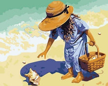 Laden Sie das Bild in den Galerie-Viewer, Malen nach Zahlen für Erwachsene | Kleines Mädchen am Strand | Figured'Art