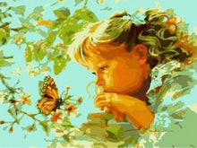Laden Sie das Bild in den Galerie-Viewer, Malen nach Zahlen für Erwachsene | Kleines Mädchen und Schmetterling | Figured'Art