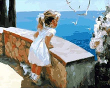 Laden Sie das Bild in den Galerie-Viewer, Malen nach Zahlen für Erwachsene | Kleines Mädchen mit Blick auf das Meer | Figured'Art