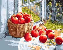 Laden Sie das Bild in den Galerie-Viewer, Malen nach Zahlen für Erwachsene | Rote Äpfel am Fenster | Figured'Art