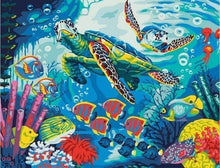Laden Sie das Bild in den Galerie-Viewer, Malen nach Zahlen für Erwachsene | Schildkröten und Fische | Figured'Art