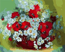 Laden Sie das Bild in den Galerie-Viewer, Malen nach Zahlen für Erwachsene | Vase mit roten und weißen Blumen | Figured'Art