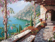 Laden Sie das Bild in den Galerie-Viewer, Malen nach Zahlen für Erwachsene | Meerblick von der Terrasse | Figured'Art